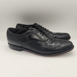 VTG Florsheim Black Leather Shoes Wingtip Brogue Oxfords Men's 11D Rockabilly